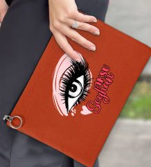 BK Gift Kişiye Özel İsimli-5 Astarlı Kiremit Portföy Çanta 30x21cm, Baskılı El Çantası, Organizer Çanta