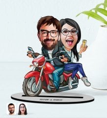 Kişiye Özel İsimli Sevgililer Karikatürlü Ahşap Biblo Model-97