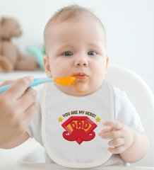 BK Kids You Are My Hero Dad Tasarımlı Bebek Body Zıbın ve Mama Önlüğü Hediye Seti - Model 1