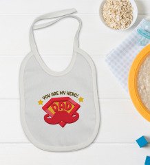 BK Kids You Are My Hero Dad Tasarımlı Bebek Body Zıbın ve Mama Önlüğü Hediye Seti - Model 1