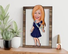 BK Gift Kişiye Özel Kadın Karikatürlü 3D Ahşap Tablo, Sevgiliye Hediye, Arkadaşa Hediye, Yıl Dönümü Hediyesi, Doğum Günü Hediyesi-11