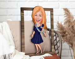BK Gift Kişiye Özel Kadın Karikatürlü 3D Ahşap Tablo, Sevgiliye Hediye, Arkadaşa Hediye, Yıl Dönümü Hediyesi, Doğum Günü Hediyesi-11