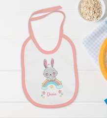 BK Kids Kişiye Özel İsimli Pembe Bebek Body Zıbın ve Mama Önlüğü Hediye Seti-16