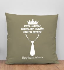 BK Gift Kişiye Özel İsimli Babalar Günü Tasarımlı Haki Kırlent Yastık-13 Babaya Hediye, Ev Dekorasyonu, Babalar Günü Hediyesi