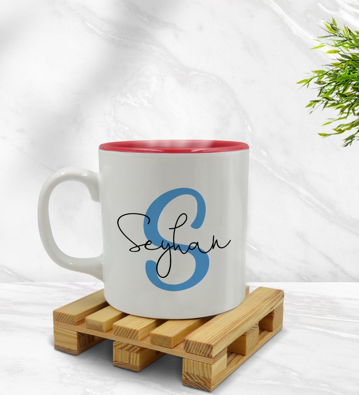 Kişiye Özel İsimli İçi Kırmızı Renkli Kupa Bardak Model 101