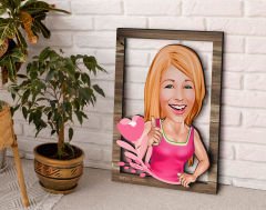 BK Gift Kişiye Özel Kadın Karikatürlü 3D Ahşap Tablo, Sevgiliye Hediye, Arkadaşa Hediye, Yıl Dönümü Hediyesi, Doğum Günü Hediyesi-49