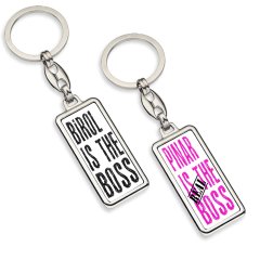 Kişiye Özel Çift Taraf Baskılı İsimli Boss & Real Boss Krom Anahtarlık