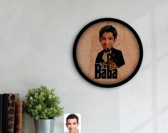 Kişiye Özel Godfather Baba Karikatürlü 45cm Ahşap Duvar Saati-4