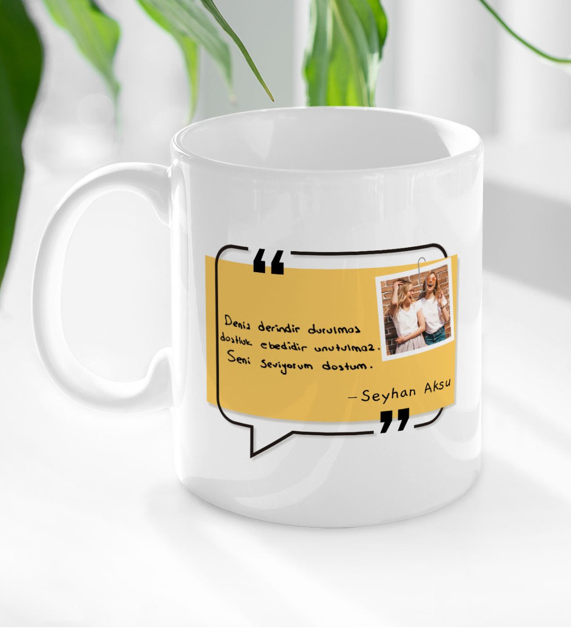 Kişiye Özel Kendi El Yazın Mesajlı Fotoğraflı Hediye Beyaz Kupa Bardak-5