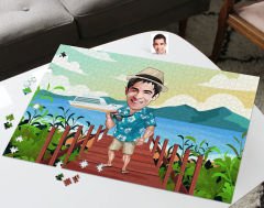 BK Gift Kişiye Özel Tatilci Adam Tasarımlı 1000 Parça Profesyonel Puzzle-1, 1000 Puzzle, Arkadaşa Hediye