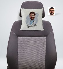 Kişiye Özel İsimli Erkek Doktor Karikatürlü Kare Araç Koltuk Yastığı-8