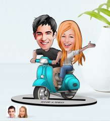 Kişiye Özel İsimli Sevgililer Karikatürlü Ahşap Biblo Model-99