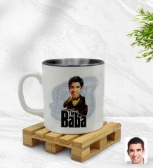 Kişiye Özel Baba Godfather Karikatürlü İçi Siyah Renkli Kupa Bardak Model 3
