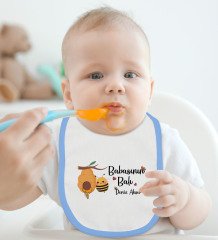 BK Kids Kişiye Özel Mavi Bebek Mama Önlüğü - Model 13