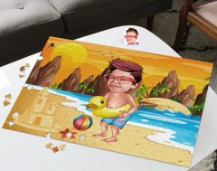 BK Gift Kişiye Özel Tatilci Çocuk Tasarımlı 1000 Parça Profesyonel Puzzle-1, 1000 Puzzle, Arkadaşa Hediye