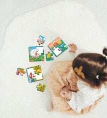 BK Toys Çocuklar İçin Eğitici-Öğretici Ahşap 4 Parça Yapboz Puzzle (6 Adet) - Model 9
