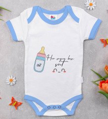 BK Kids Her Şeyin Başı Süt Tasarımlı Mavi Bebek Body Zıbın-1