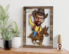 BK Gift Kişiye Özel Kovboy Karikatürlü 3D Ahşap Tablo, Sevgiliye Hediye, Arkadaşa Hediye, Yıl Dönümü Hediyesi, Doğum Günü Hediyesi-1
