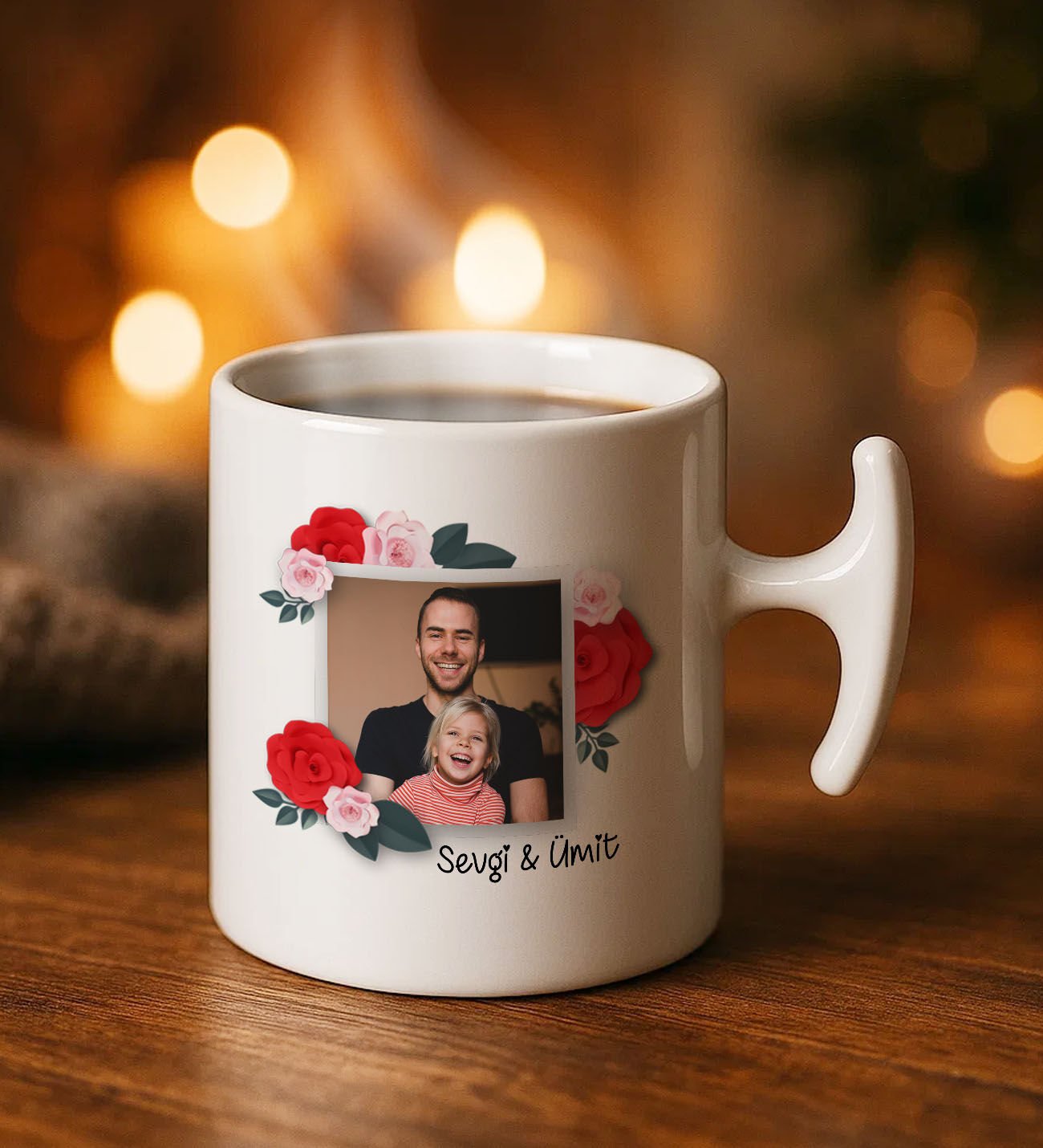 BK Gift Kişiye Özel İsimli Fotoğraflı Hammer Kulplu Beyaz Kupa Bardak-1, Arkadaşa Hediye, Sevgiliye Hediye, Doğum Günü Hediyesi