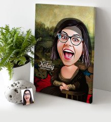 Kişiye Özel Mona Lisa Karikatür Kanvas Tablo (30 x 50 cm.)