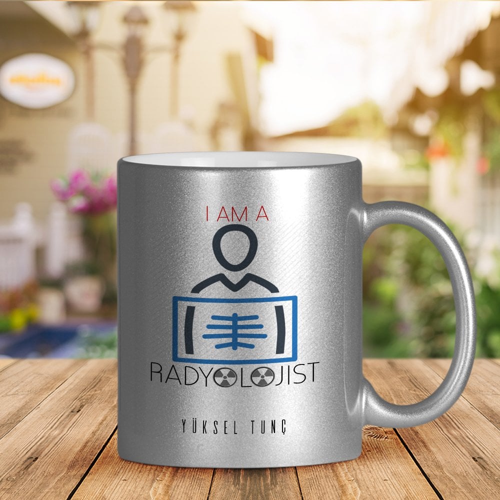 Kişiye Özel Mesleki Radyolojist Gümüş Yaldızlı Kupa Bardak