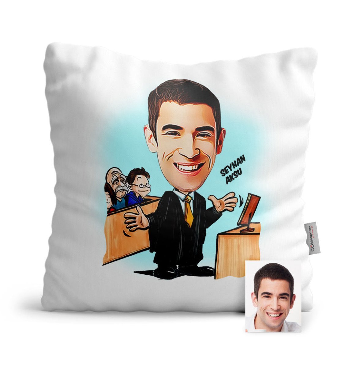 Kişiye Özel Avukat Karikatür Saten Yastık - 6