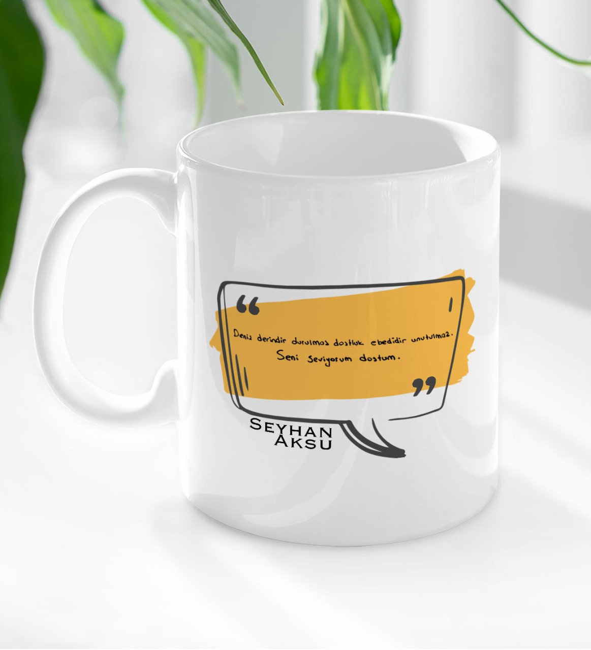 Kişiye Özel Kendi El Yazın Mesajlı Hediye Beyaz Kupa Bardak-2