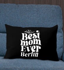 BK Gift Kişiye Özel İsimli Anneler Günü Tasarımlı Premium Kumaş Siyah Dikdörtgen Kırlent Yastık, Anneler Günü Hediyesi, Ev Dekorasyonu-1