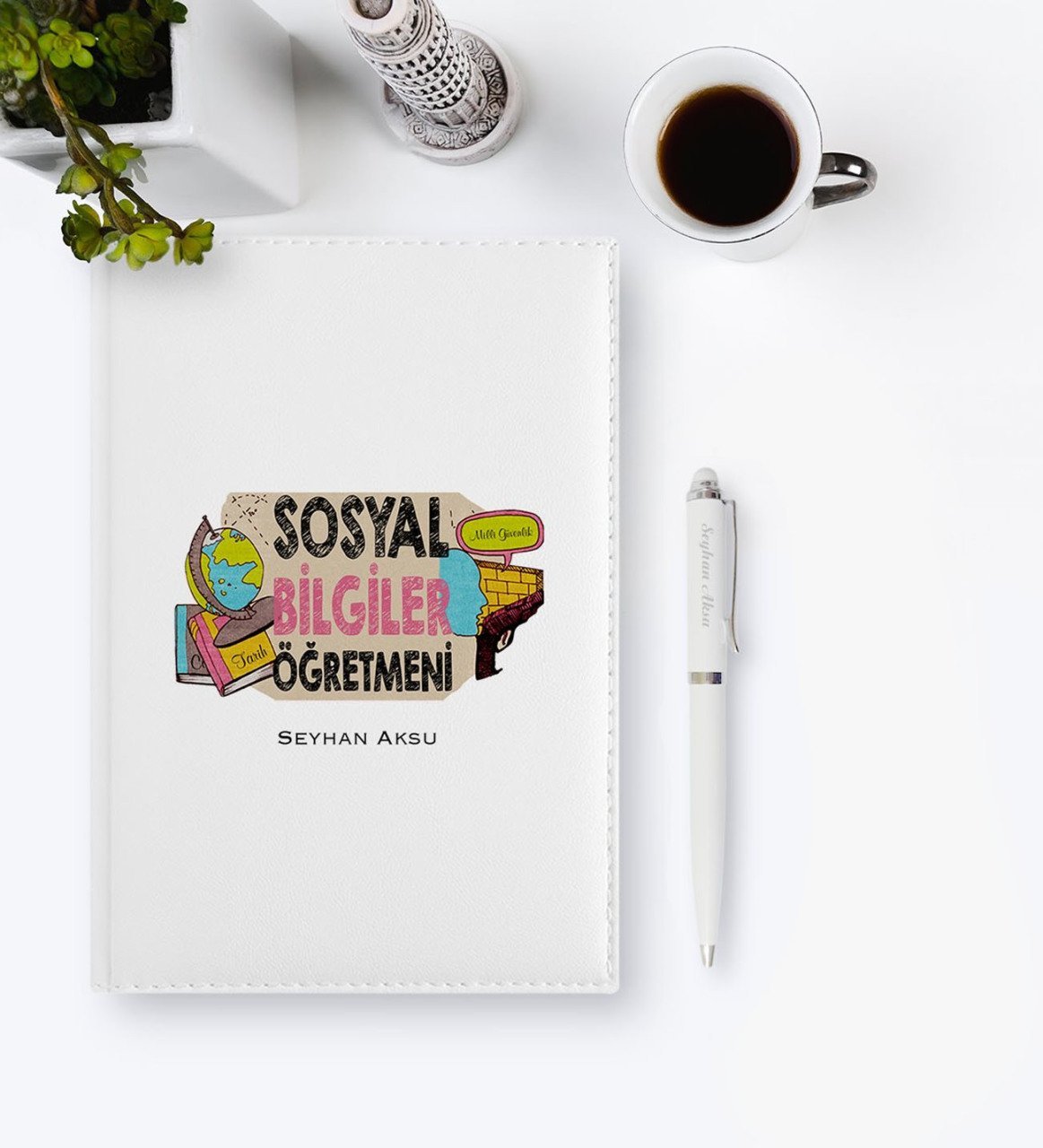 Kişiye Özel Sosyal Bilgiler Öğretmeni 2023 Deri Ajanda & Kalem Hediye Seti - 3