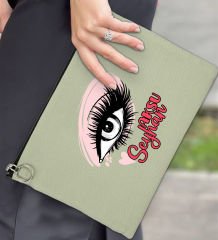 BK Gift Kişiye Özel İsimli-5 Astarlı Mint Yeşili Portföy Çanta 30x21cm, Baskılı El Çantası, Organizer Çanta