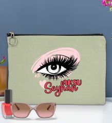 BK Gift Kişiye Özel İsimli-5 Astarlı Mint Yeşili Portföy Çanta 30x21cm, Baskılı El Çantası, Organizer Çanta