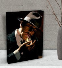 BK Gift Man Lighting Cigarette Tasarımlı Dekoratif Mini Kanvas Tablo 15x20cm-1