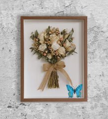 BK Gift Kişiye Özel Fotoğraflı Kelebekli Derin Ahşap Çerçeve, Ev Hediyesi, Sevgiliye Hediye