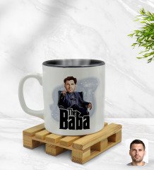 Kişiye Özel Baba Godfather Karikatürlü İçi Siyah Renkli Kupa Bardak Model 8