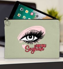 BK Gift Kişiye Özel İsimli-5 Mint Yeşili Tablet Çantası 30x21cm, Ipad Çantası, Baskılı Tablet Kılıfı