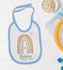 BK Kids Kişiye Özel Mavi Bebek Mama Önlüğü - Model 19